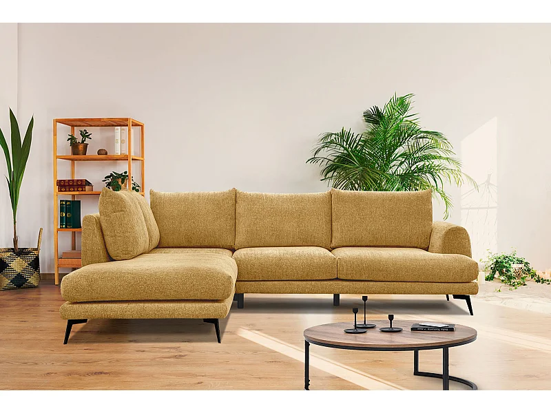 ADRIA Ecksofa 5-Sitzer links, senfgelb