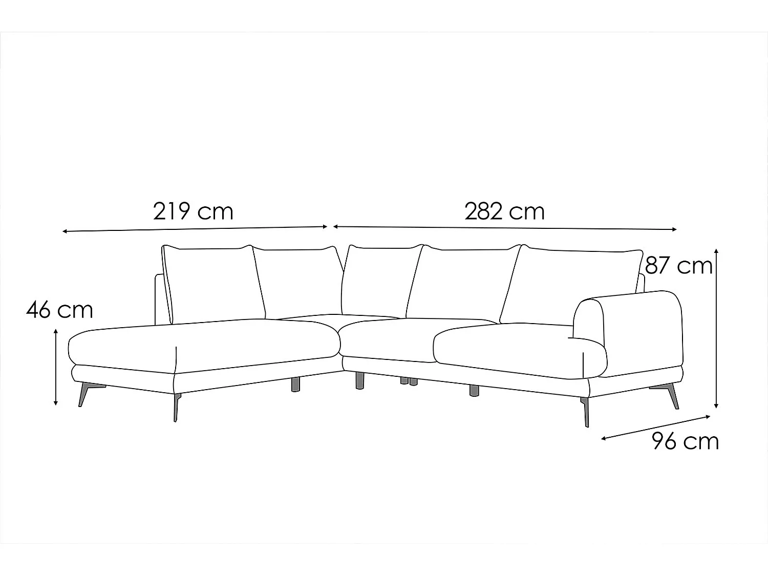 ADRIA Ecksofa 5-Sitzer links, senfgelb