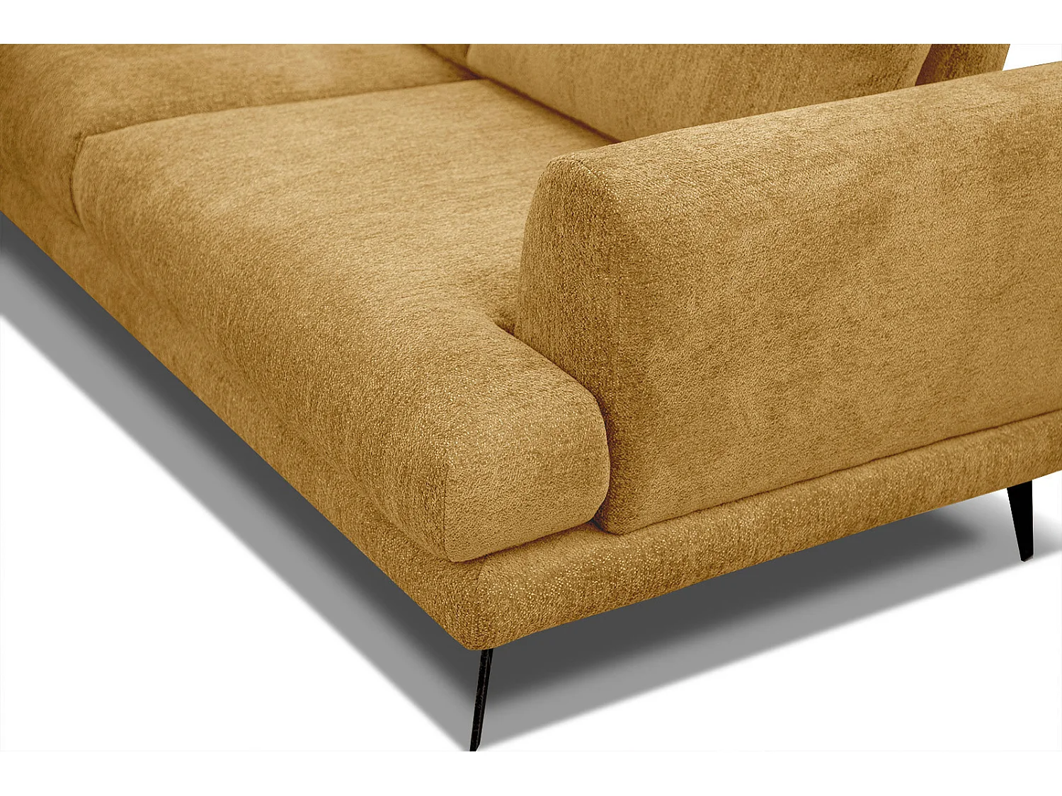 Canapé d'angle gauche 5 places tissu jaune