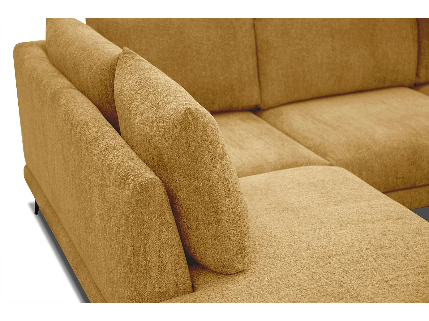 Canapé d'angle gauche 5 places tissu jaune