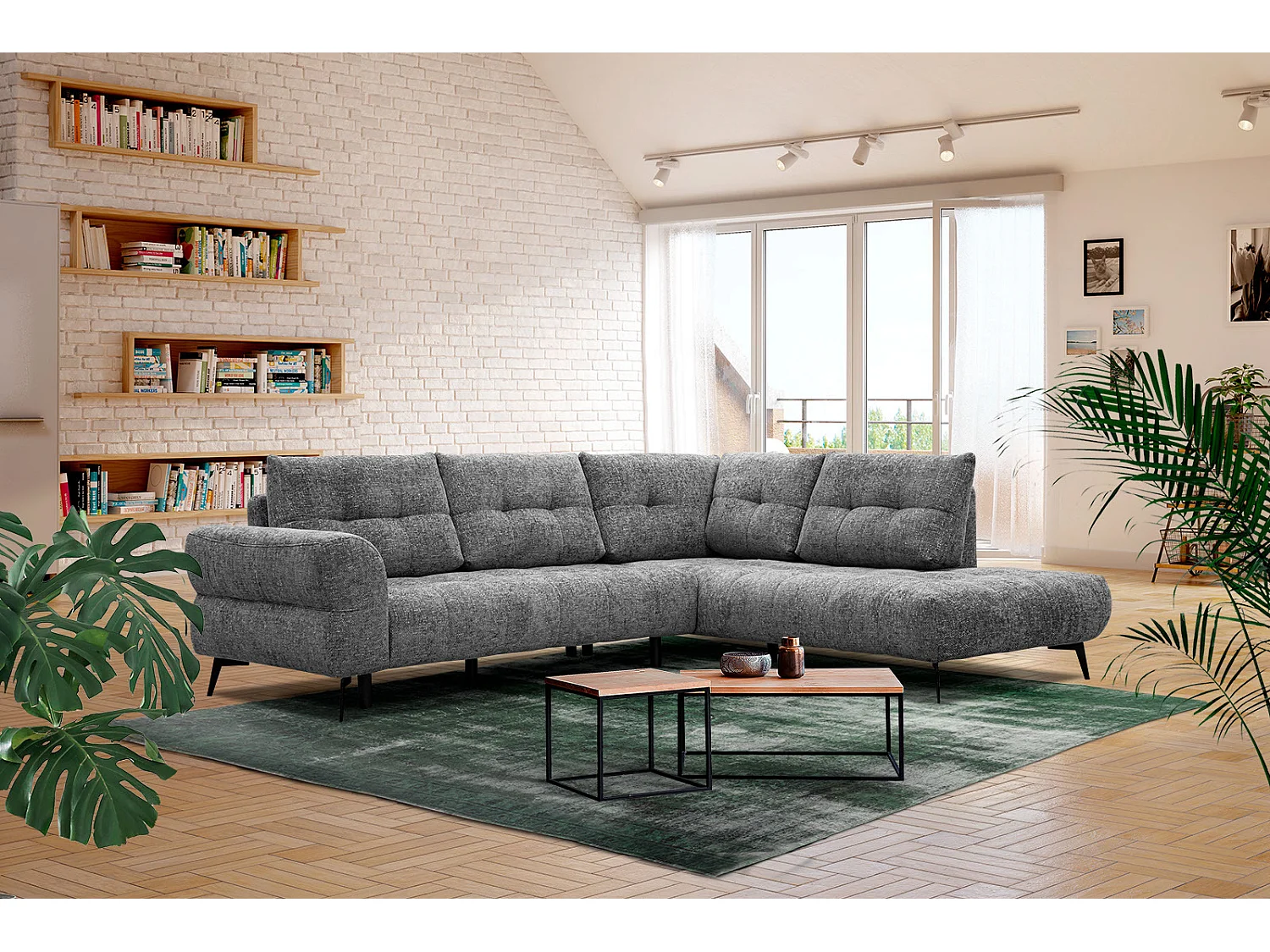 SALVINI Ecksofa 5-Sitzer rechts, dunkelgrau