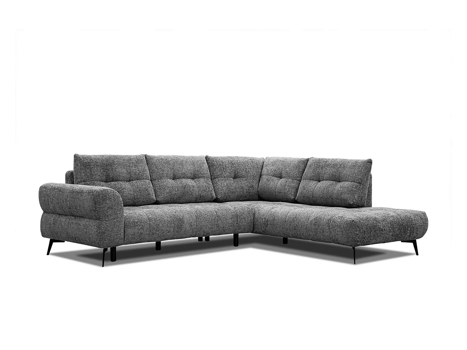 Canapé d'angle droit 5 places tissu graphite