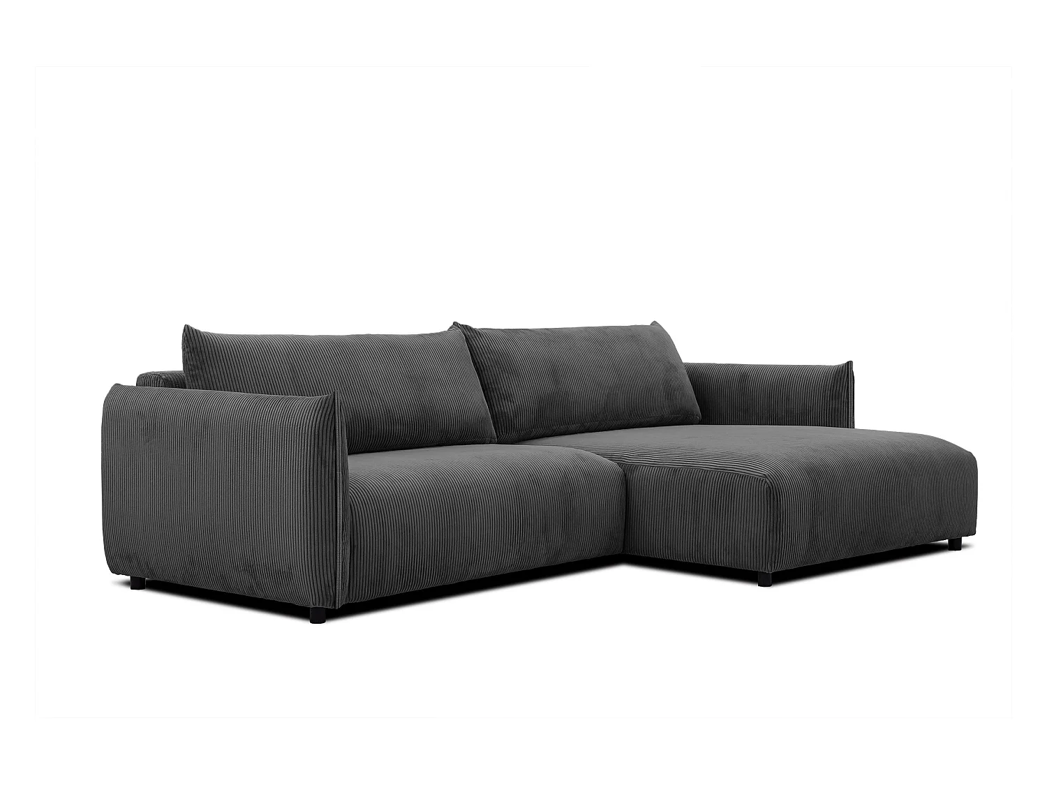 Canapé d'angle droit 4 places tissu gris foncé - TAUER