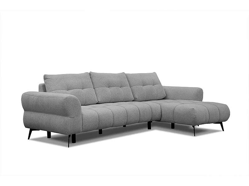 Canapé d'angle droit Salvini 4 places tissu gris moyen