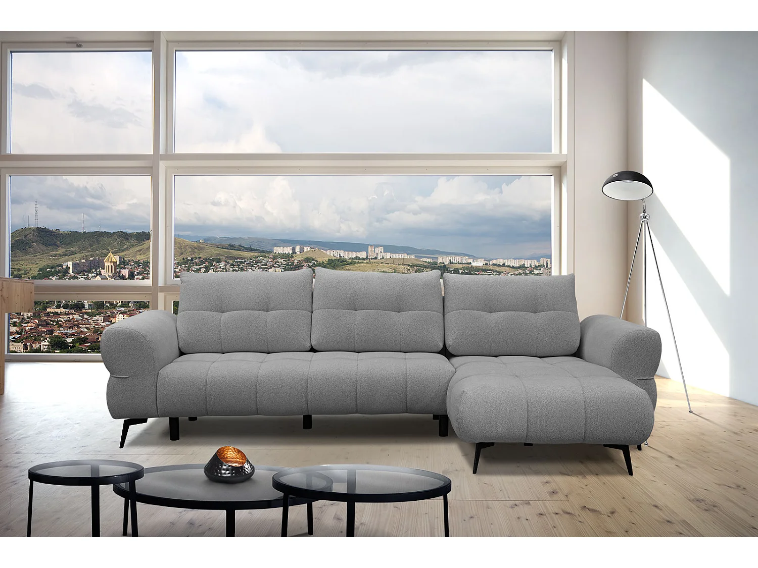 SALVINI Ecksofa 4-Sitzer rechts, grau