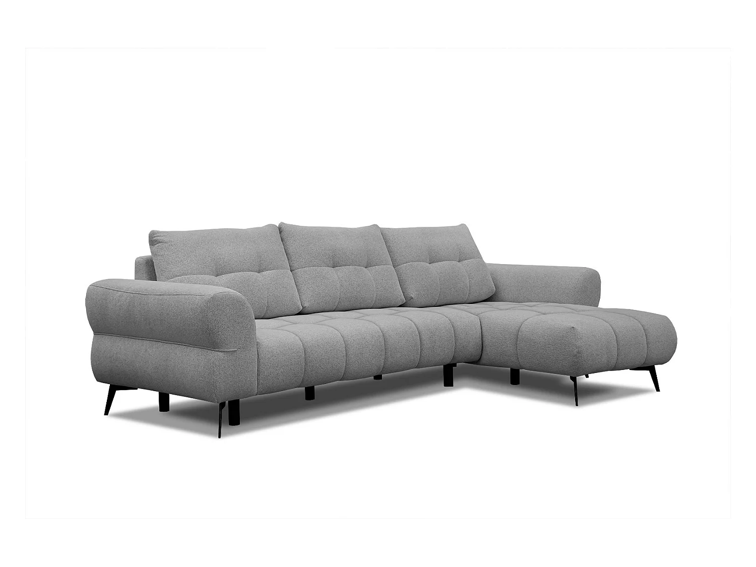 Canapé d'angle droit Salvini 4 places tissu gris moyen