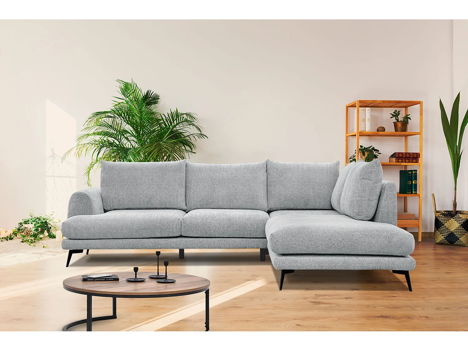 ADRIA Ecksofa 5-Sitzer rechts, hellgrau