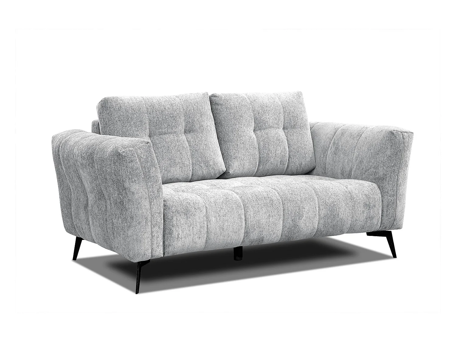 Canapé droit 2 places tissu gris clair - Kalmer