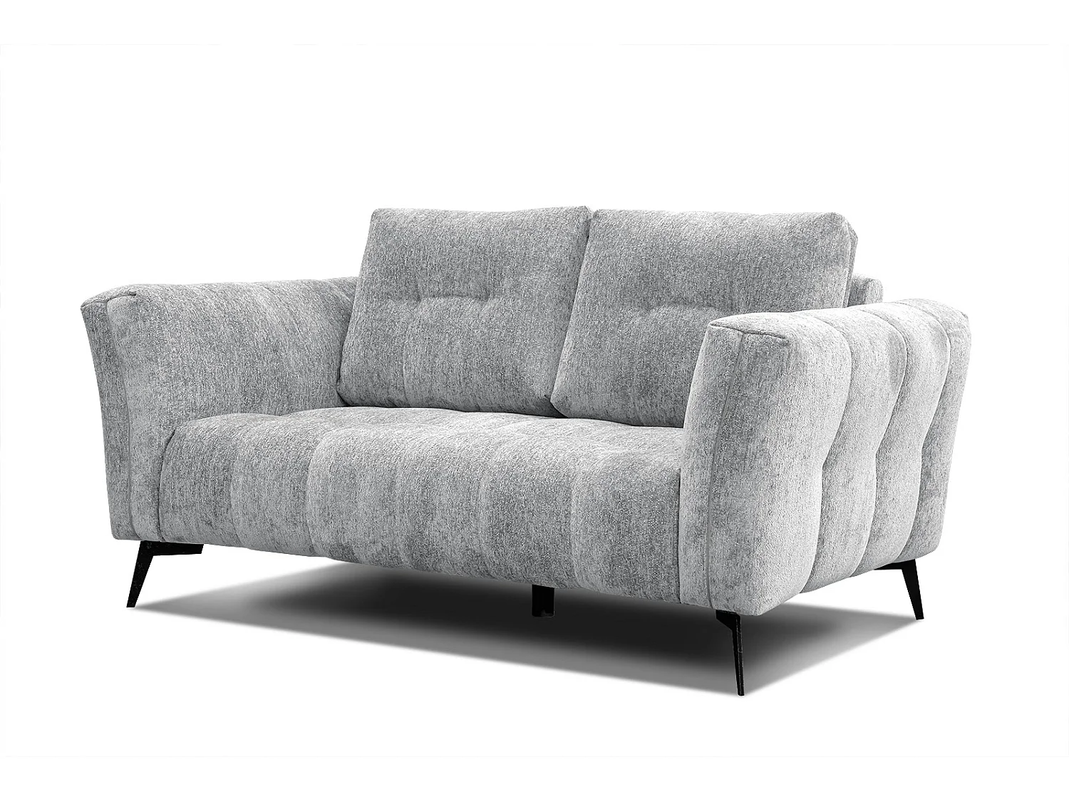 Canapé droit 2 places tissu gris clair - Kalmer