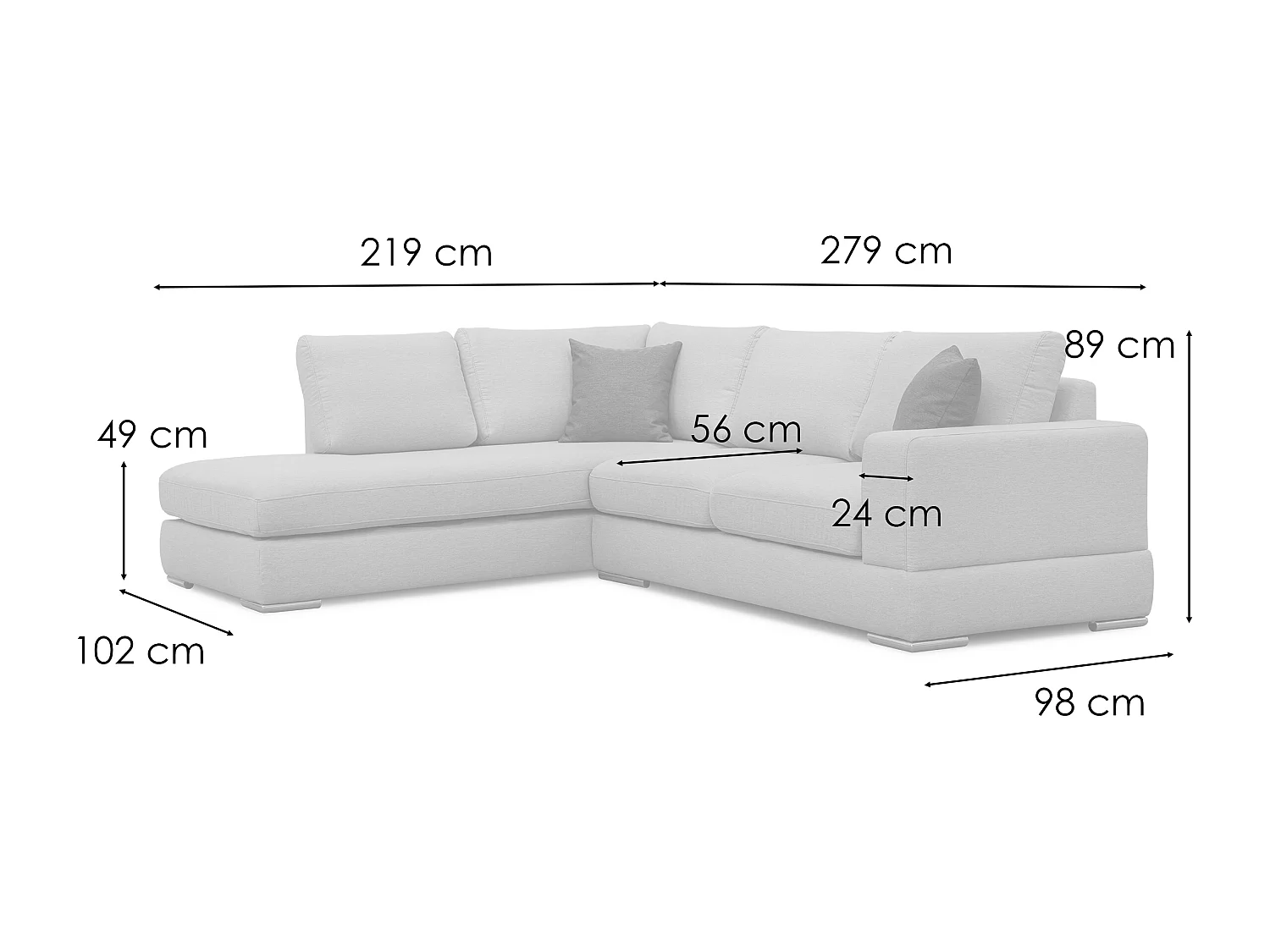OTTO Ecksofa 5-Sitzer links, hellgrau