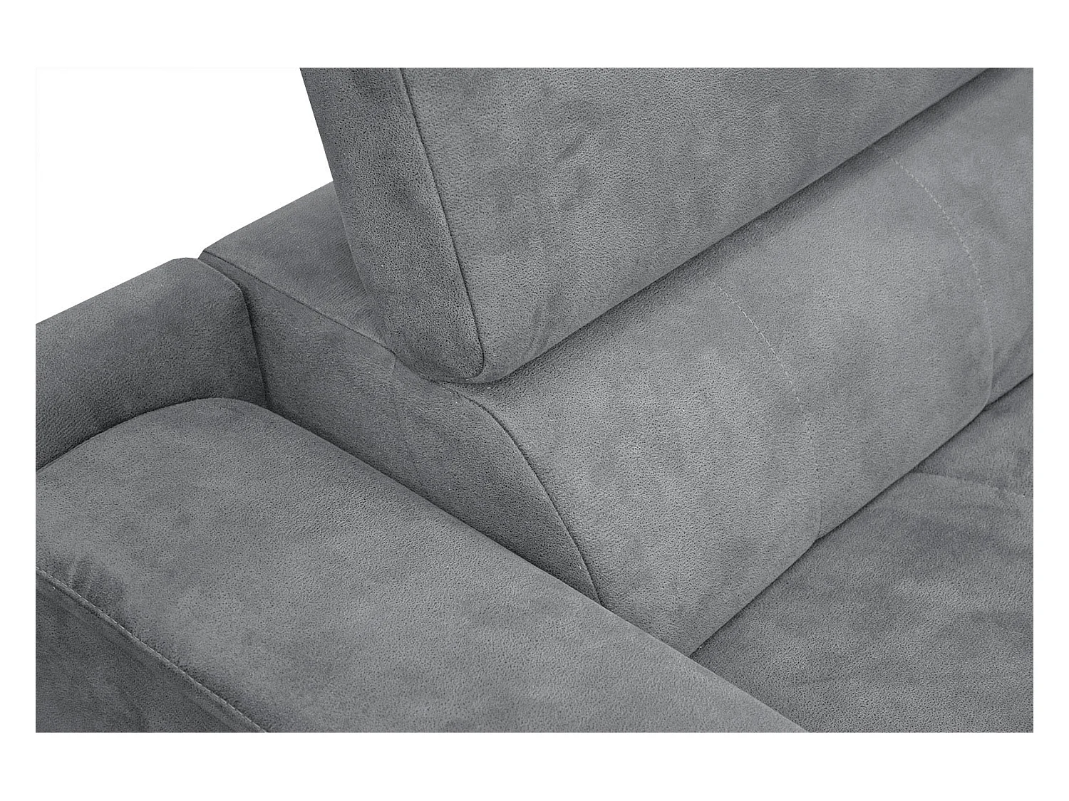 FIERO Ecksofa 4-Sitzer rechts mit verstellbare Kopfstützen, grau