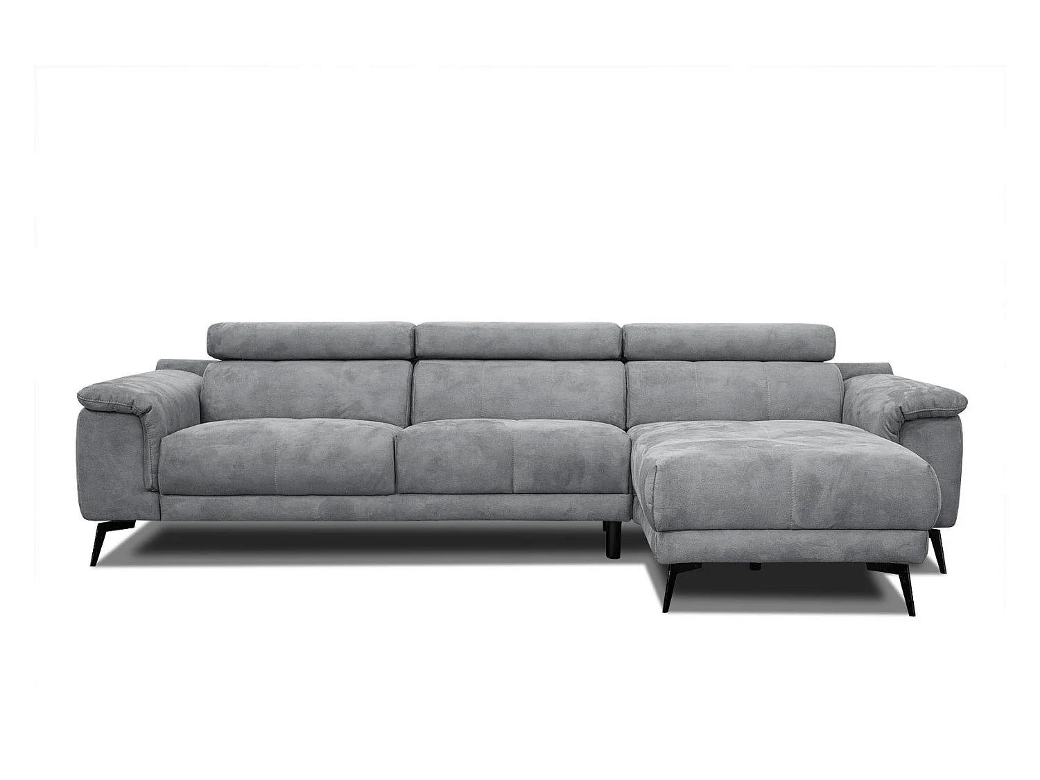 FIERO Ecksofa 4-Sitzer rechts mit verstellbare Kopfstützen, grau