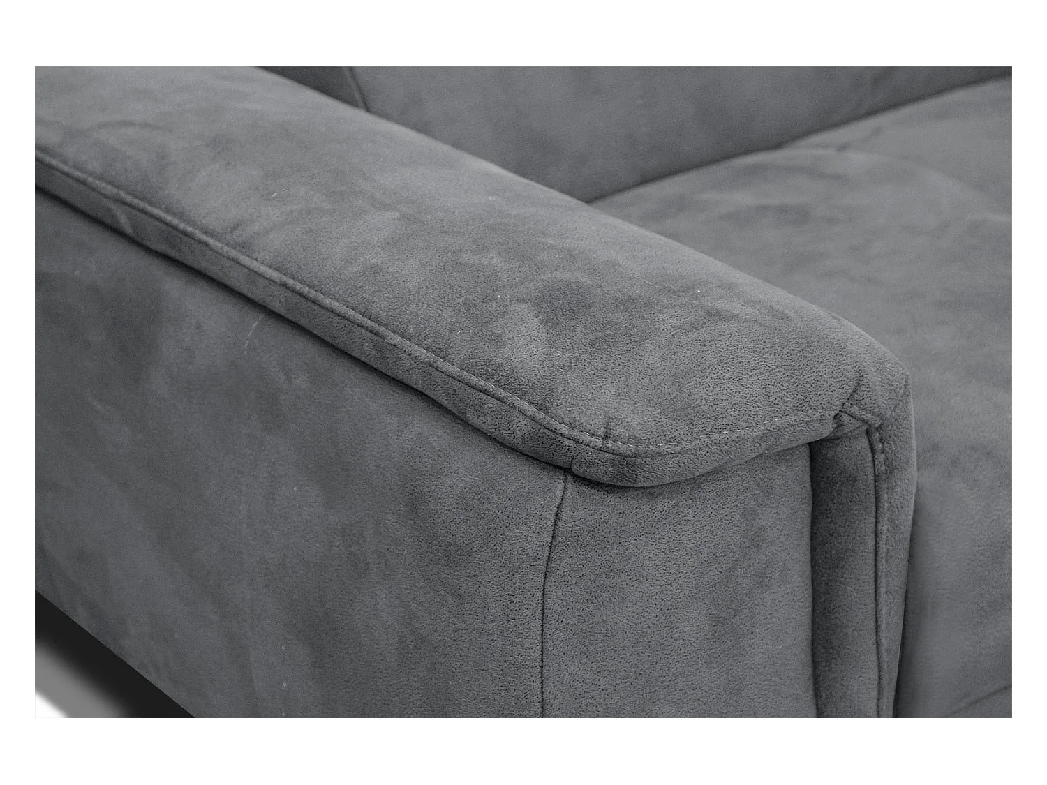 FIERO Ecksofa 4-Sitzer rechts mit verstellbare Kopfstützen, grau