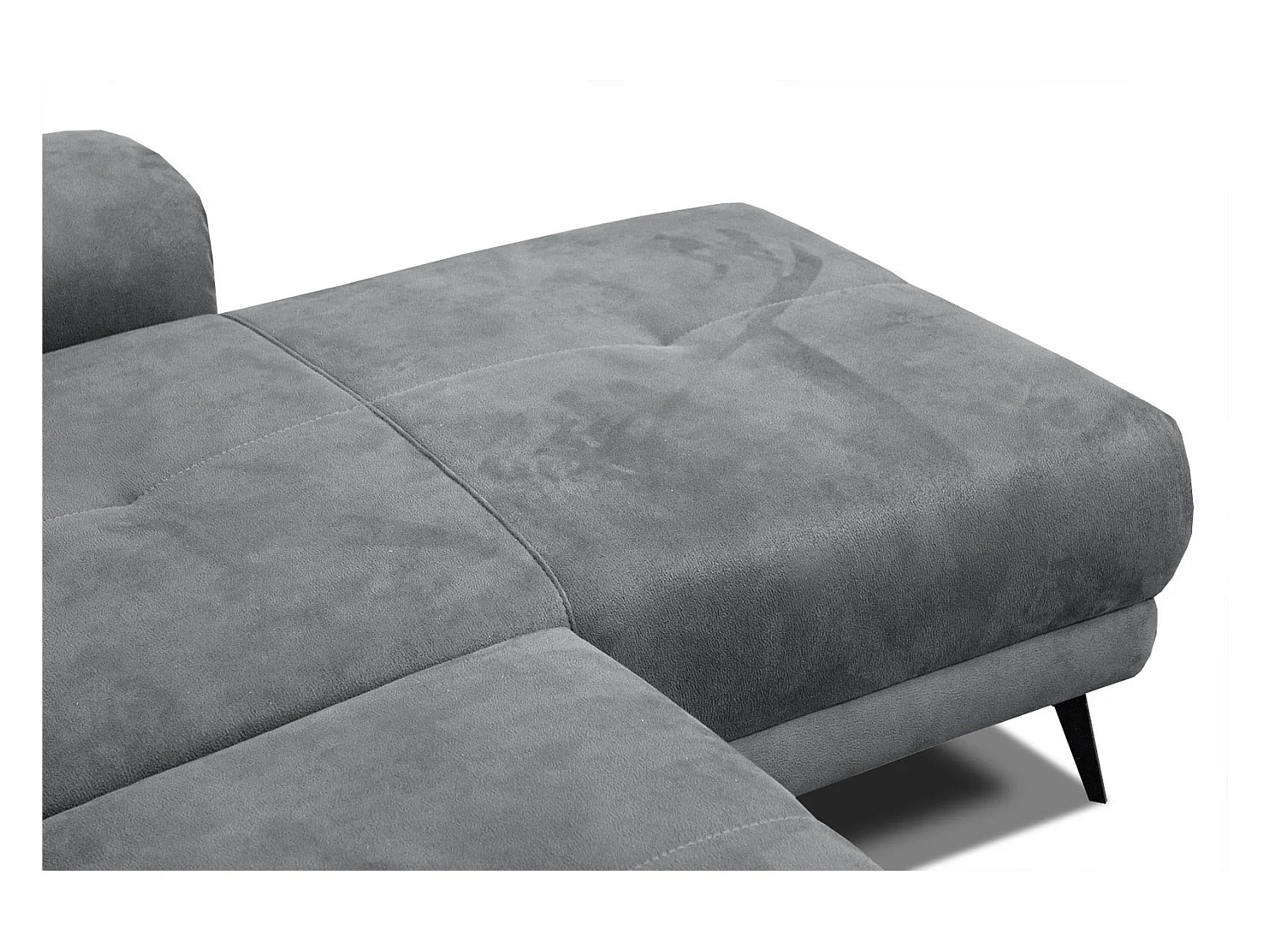 FIERO Ecksofa 4-Sitzer rechts mit verstellbare Kopfstützen, grau