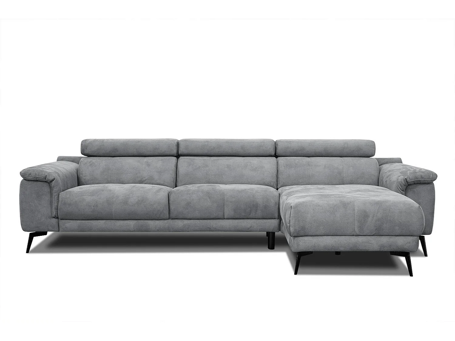 FIERO Ecksofa 4-Sitzer rechts mit verstellbare Kopfstützen, grau