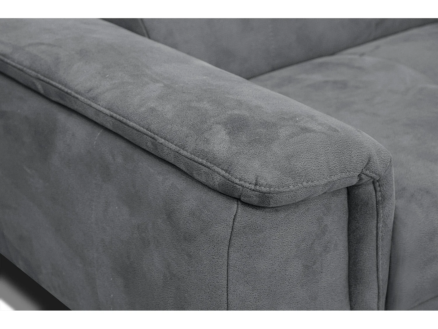 FIERO Ecksofa 4-Sitzer rechts mit verstellbare Kopfstützen, grau