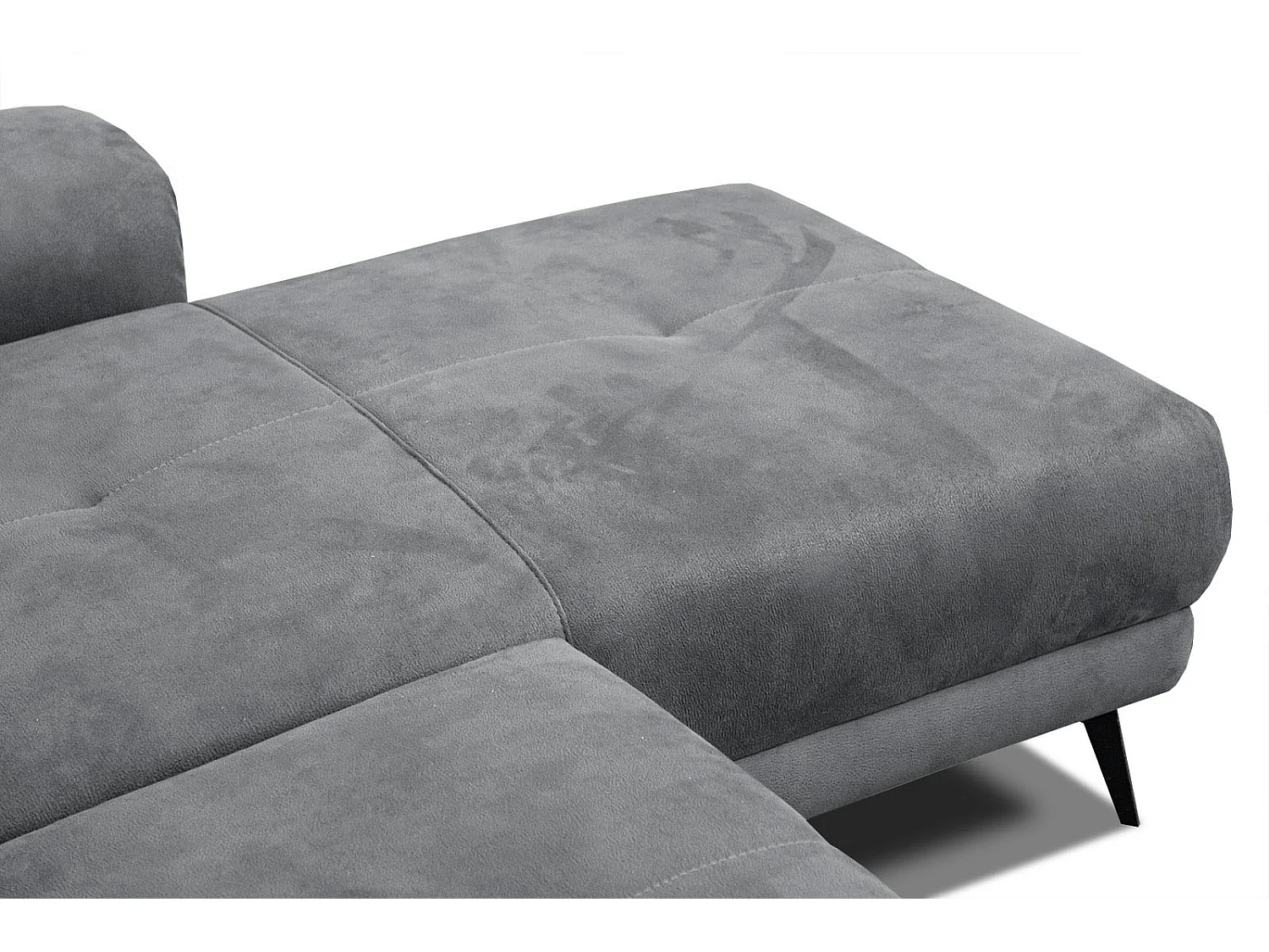 FIERO Ecksofa 4-Sitzer rechts mit verstellbare Kopfstützen, grau