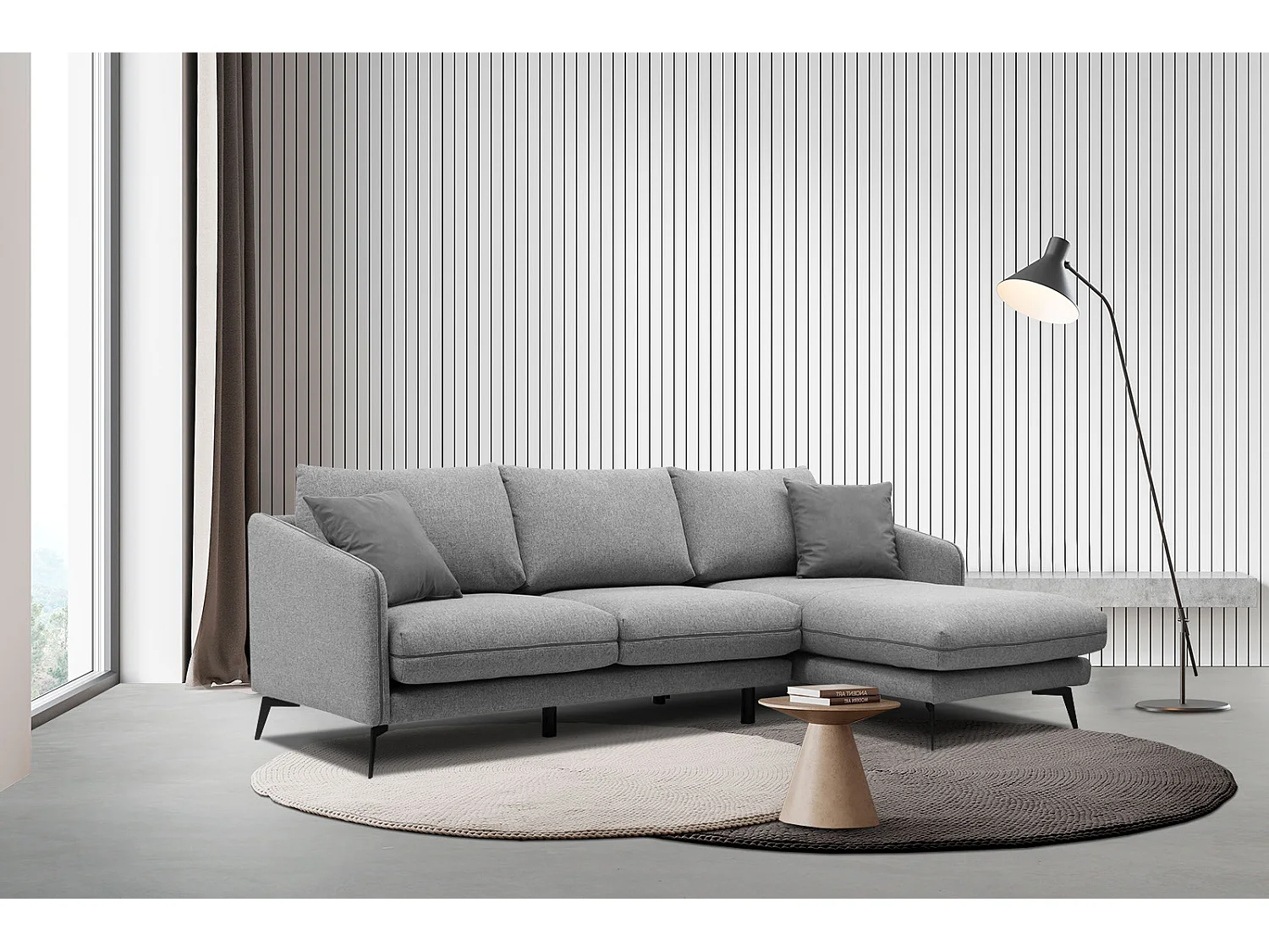 SOGEL Ecksofa 4-Sitzer rechts, grau