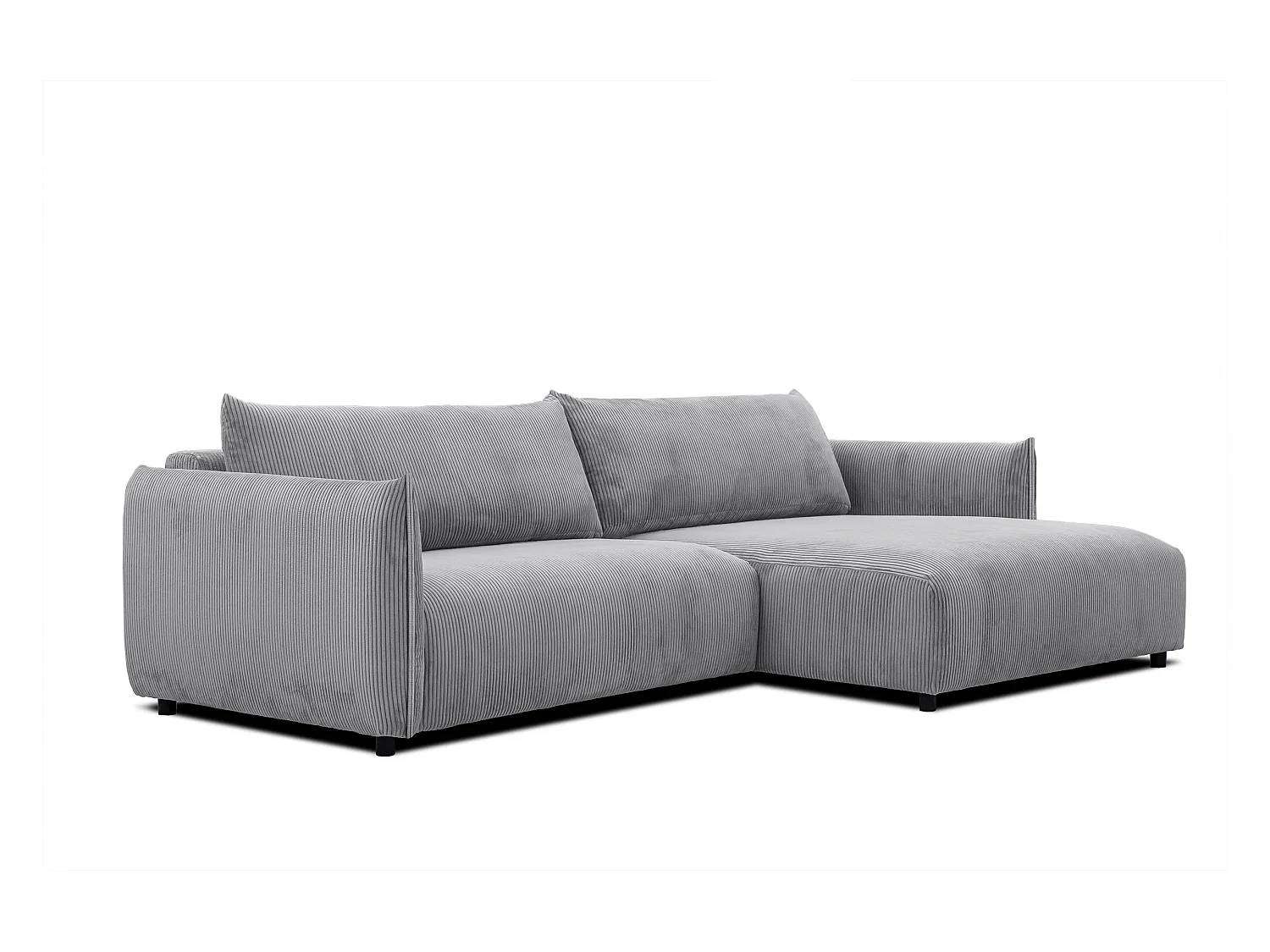 Canapé d'angle droit 4 places tissu gris clair - TAUER