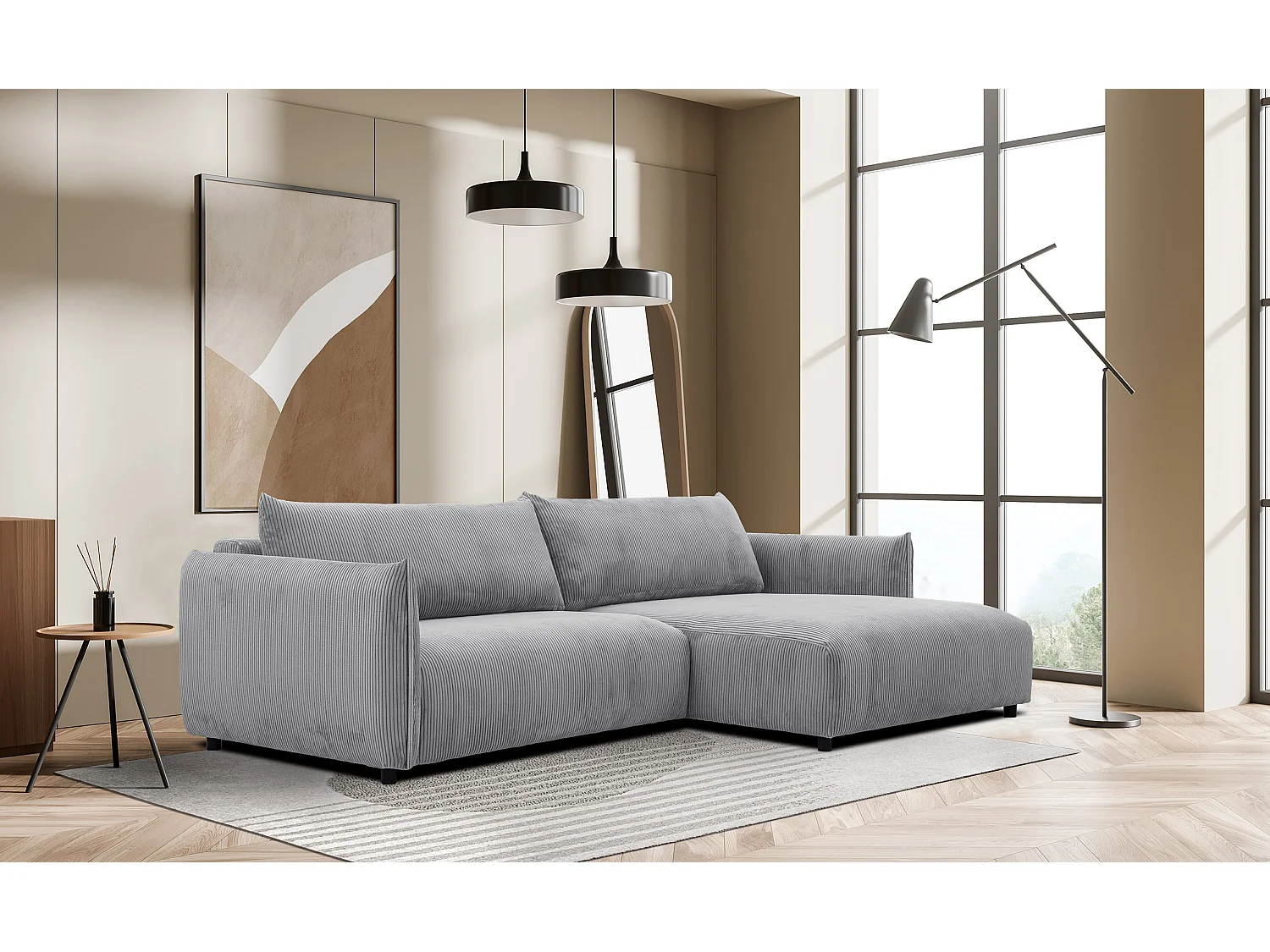 TAUER Ecksofa 5-Sitzer, hellgrau