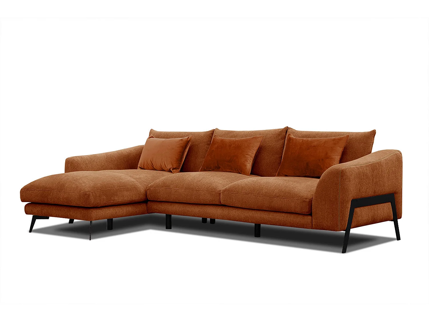 WINTER Ecksofa 4-Sitzer links, dunkelorange