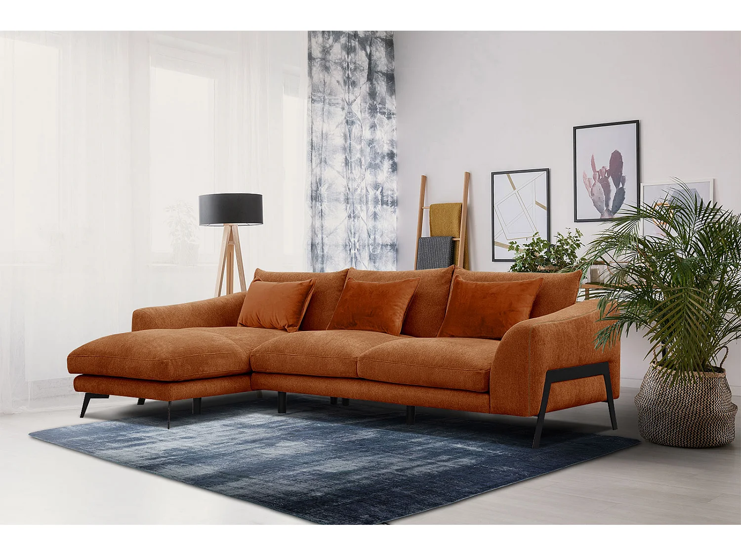 WINTER Ecksofa 4-Sitzer links, dunkelorange