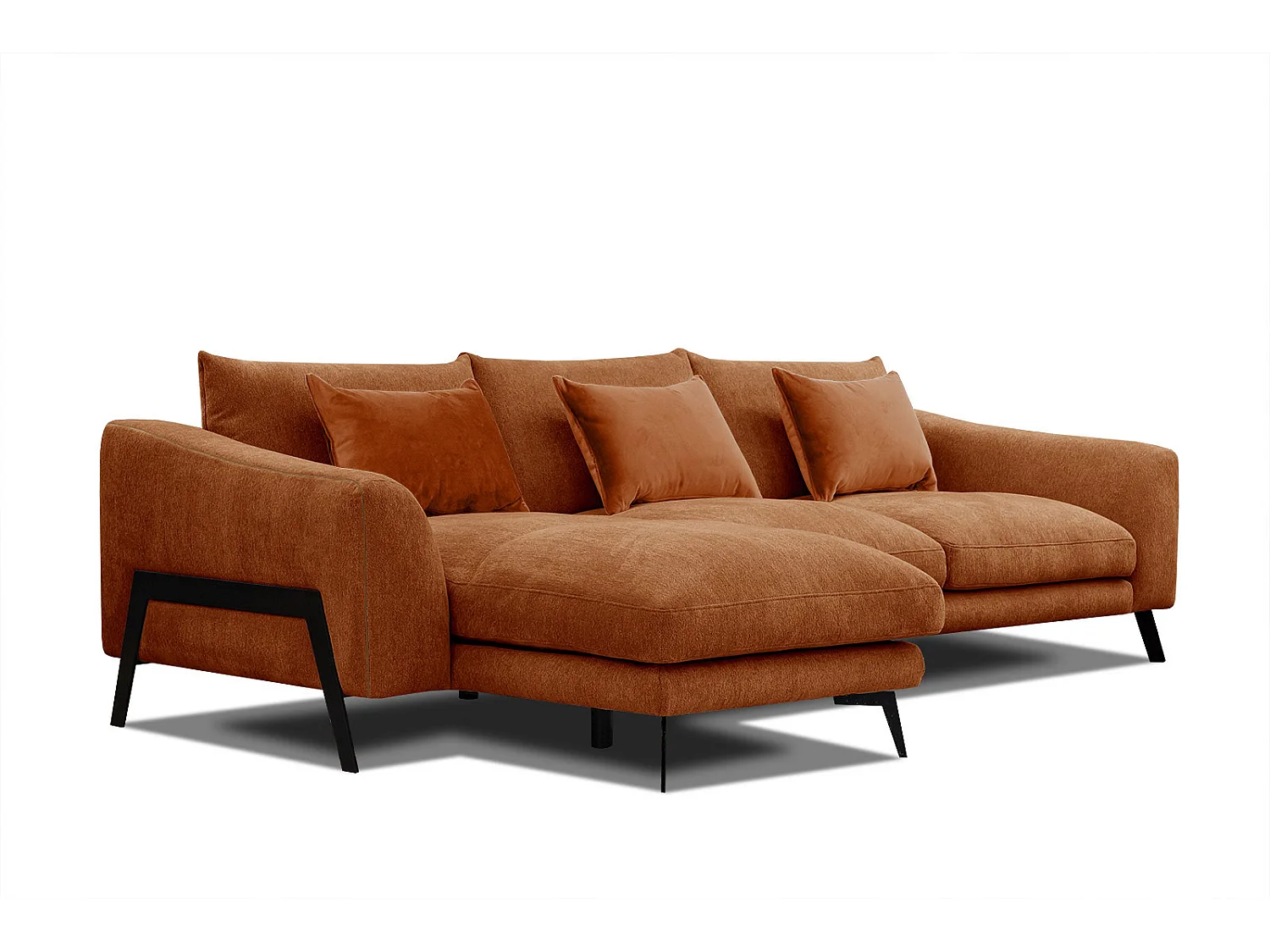 WINTER Ecksofa 4-Sitzer links, dunkelorange