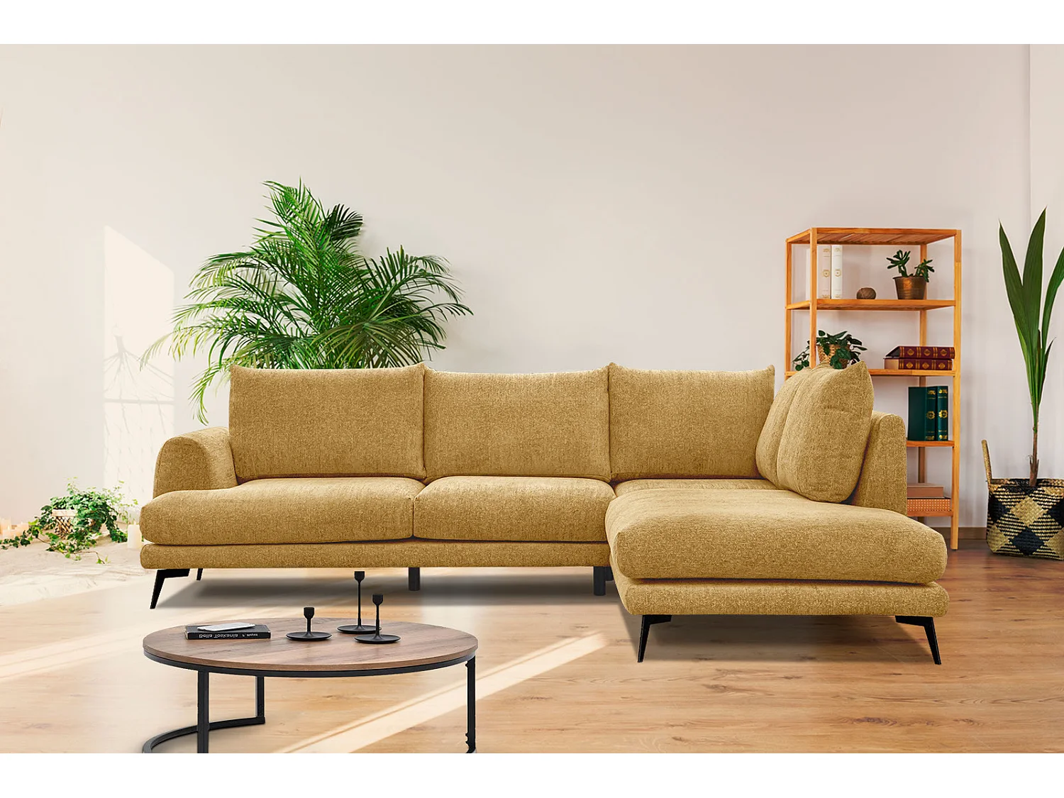 ADRIA Ecksofa 5-Sitzer rechts, senfgelb