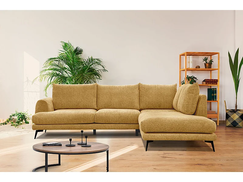 ADRIA Ecksofa 5-Sitzer rechts, senfgelb