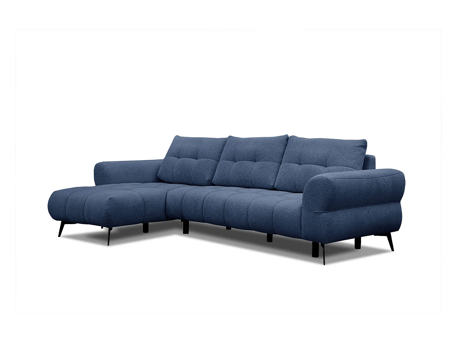 Canapé d'angle gauche Salvini 4 places tissu bleu foncé