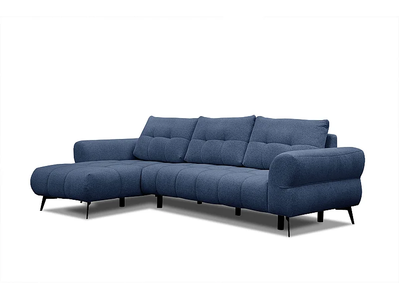 Canapé d'angle gauche Salvini 4 places tissu bleu foncé