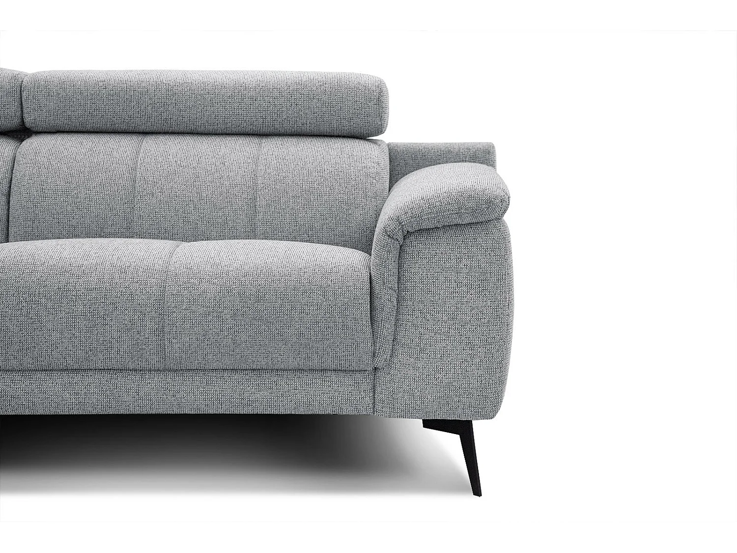 FIERO Ecksofa 5-Sitzer links mit verstellbare Kopfstützen, silbergrau