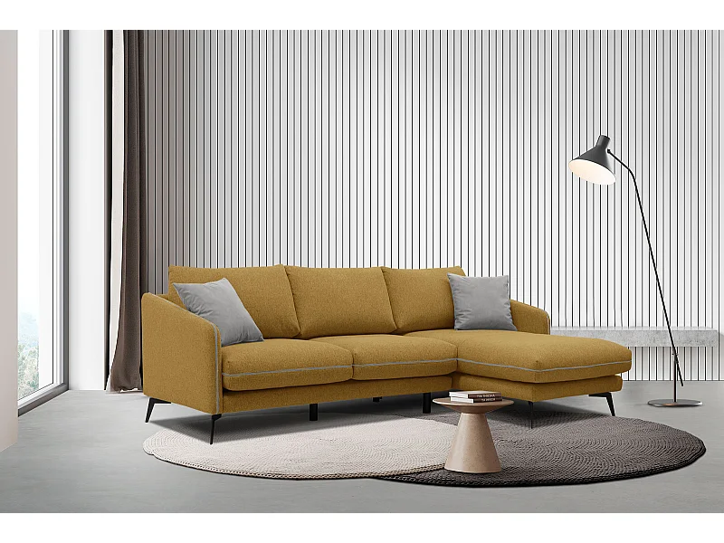 SOGEL Ecksofa 4-Sitzer rechts, senfgelb