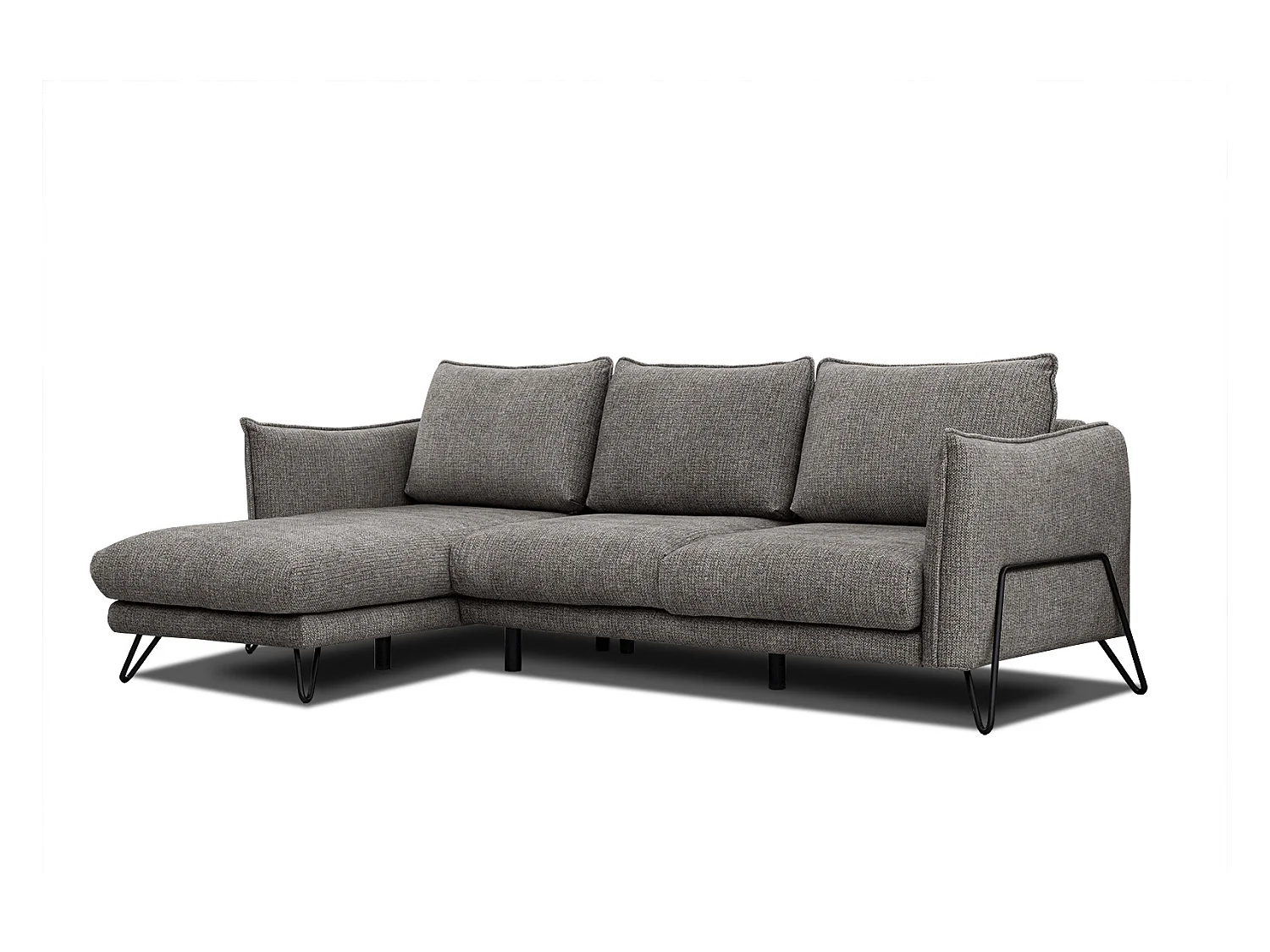 Canapé d'angle gauche 4 places tissu marron HOSTEN