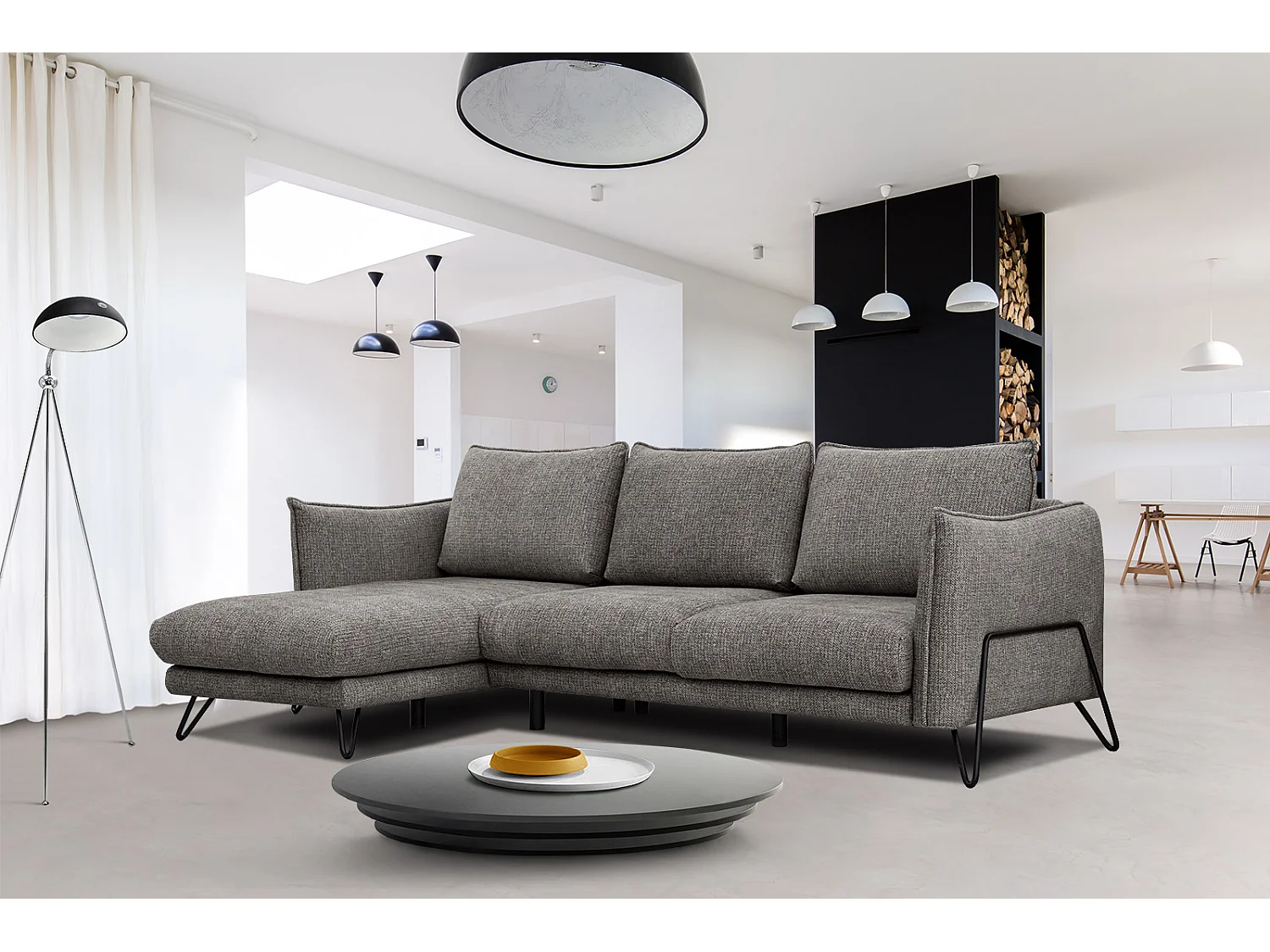 HOSTEN Ecksofa 4-Sitzer links, braun