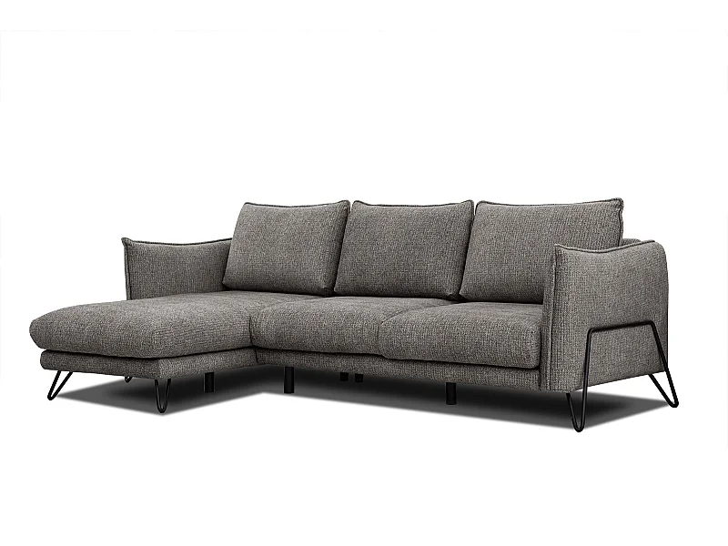 Canapé d'angle gauche 4 places tissu marron HOSTEN