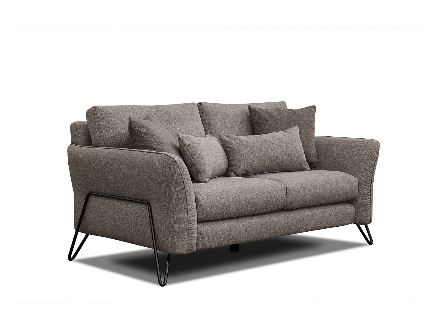 Canapé droit 2 places tissu taupe LOREM