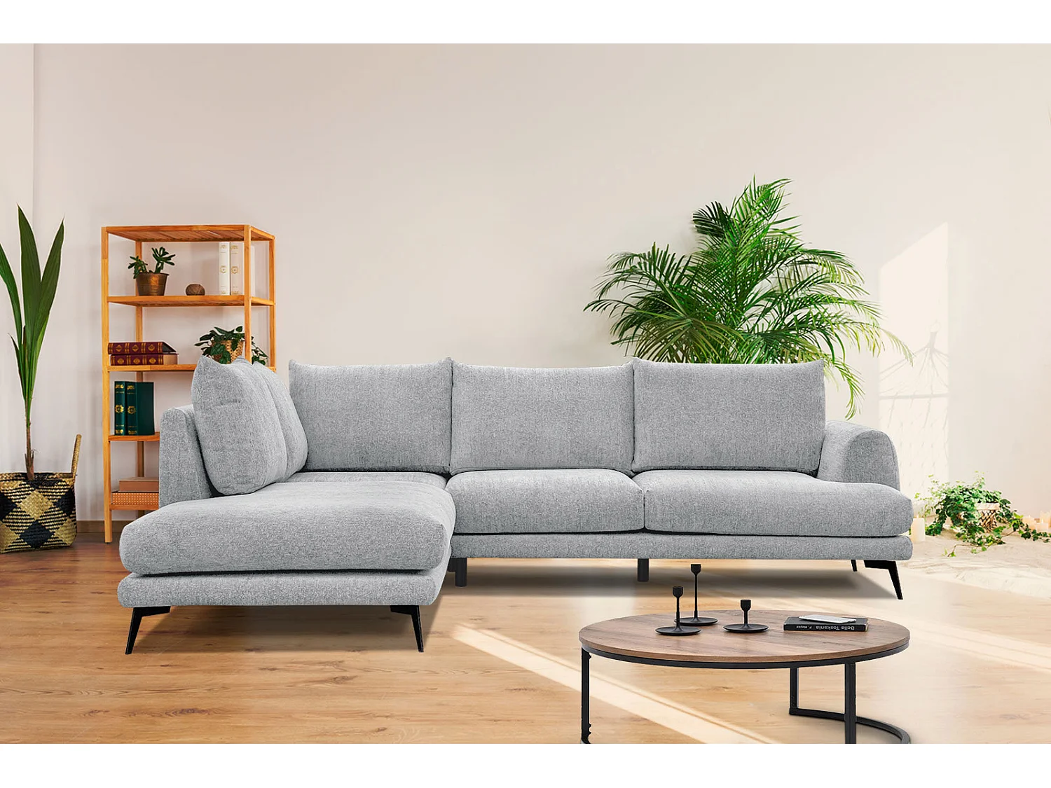 ADRIA Ecksofa 5-Sitzer links, hellgrau