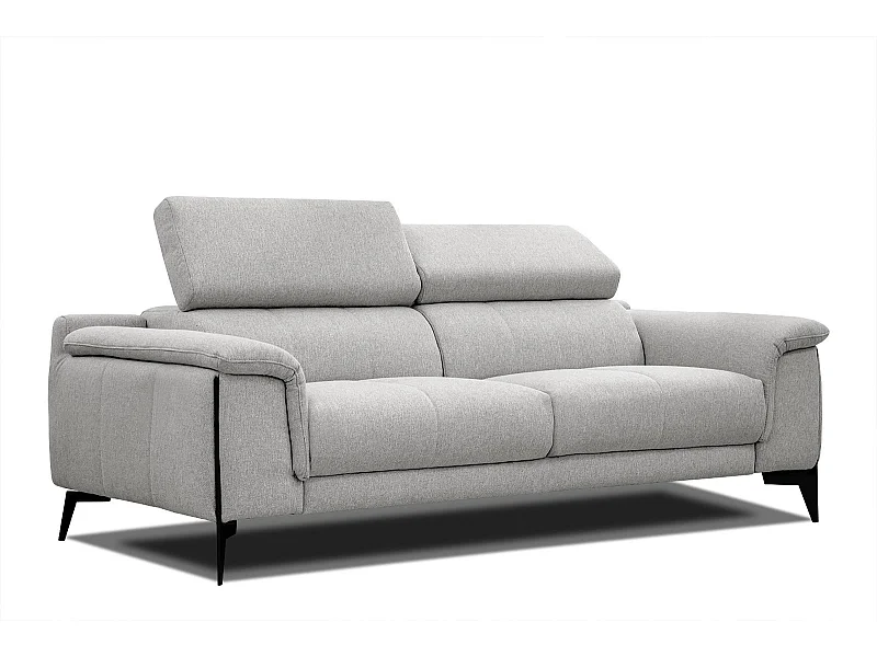 MATERA Sofa 3-Sitzer mit verstellbare Kopfstützen, hellgrau