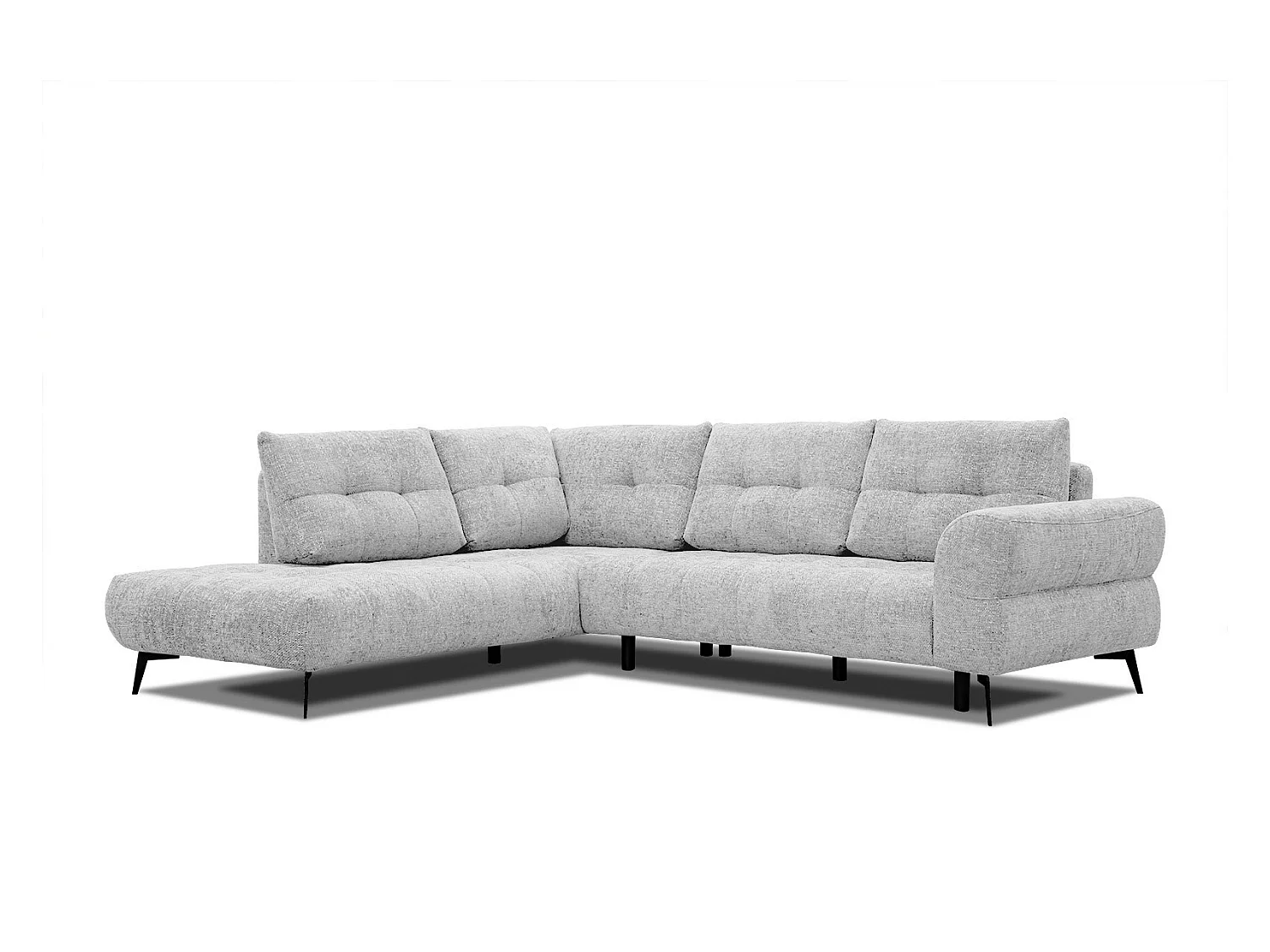 Canapé d'angle gauche 5 places tissu gris clair