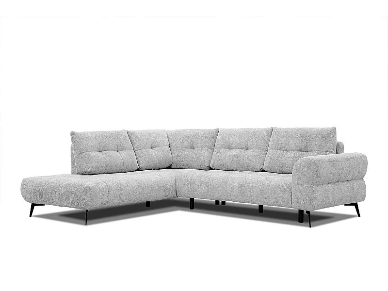 Canapé d'angle gauche 5 places tissu gris clair