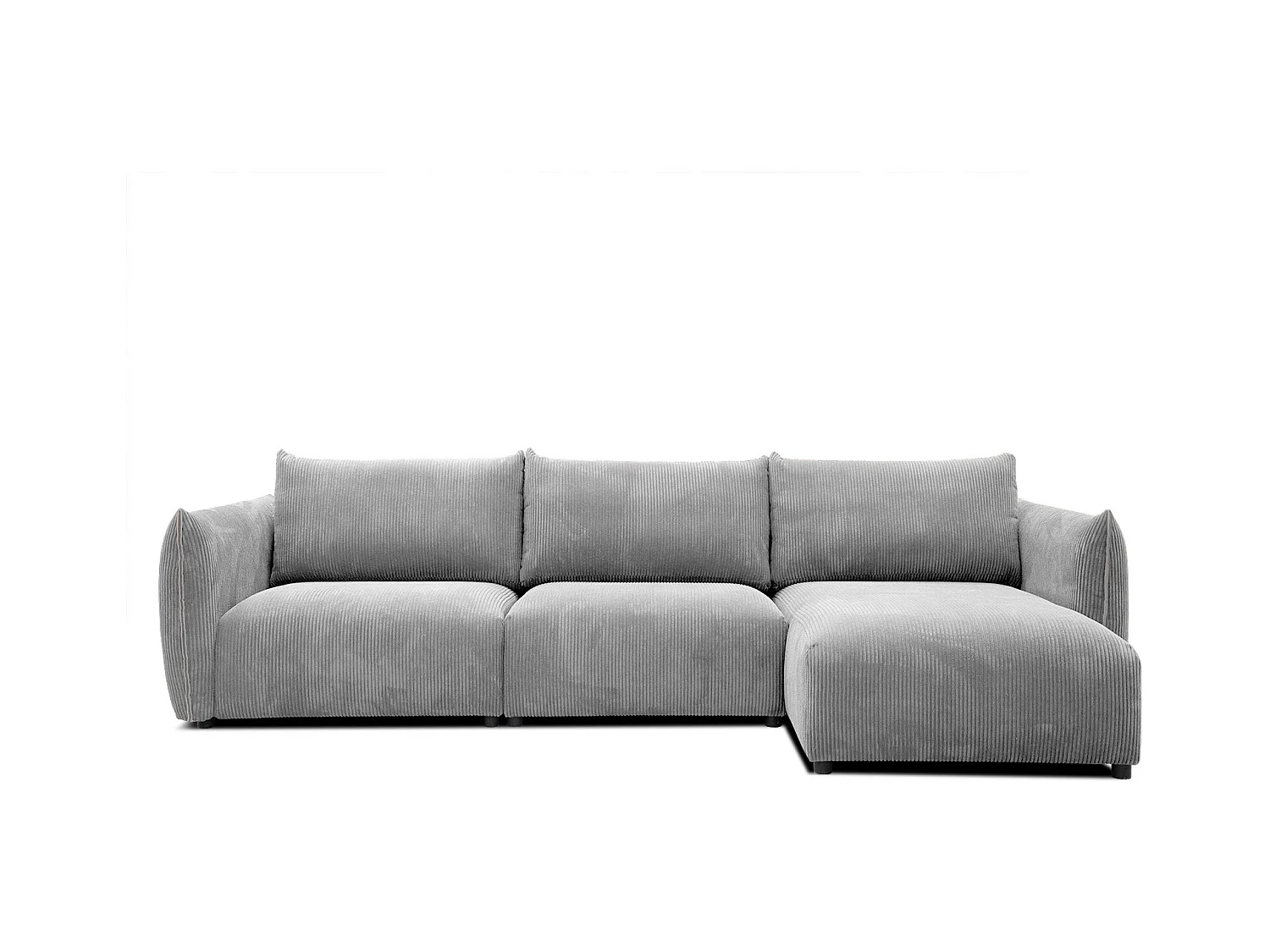 Canapé d'angle 4 places tissu gris clair - TAUER