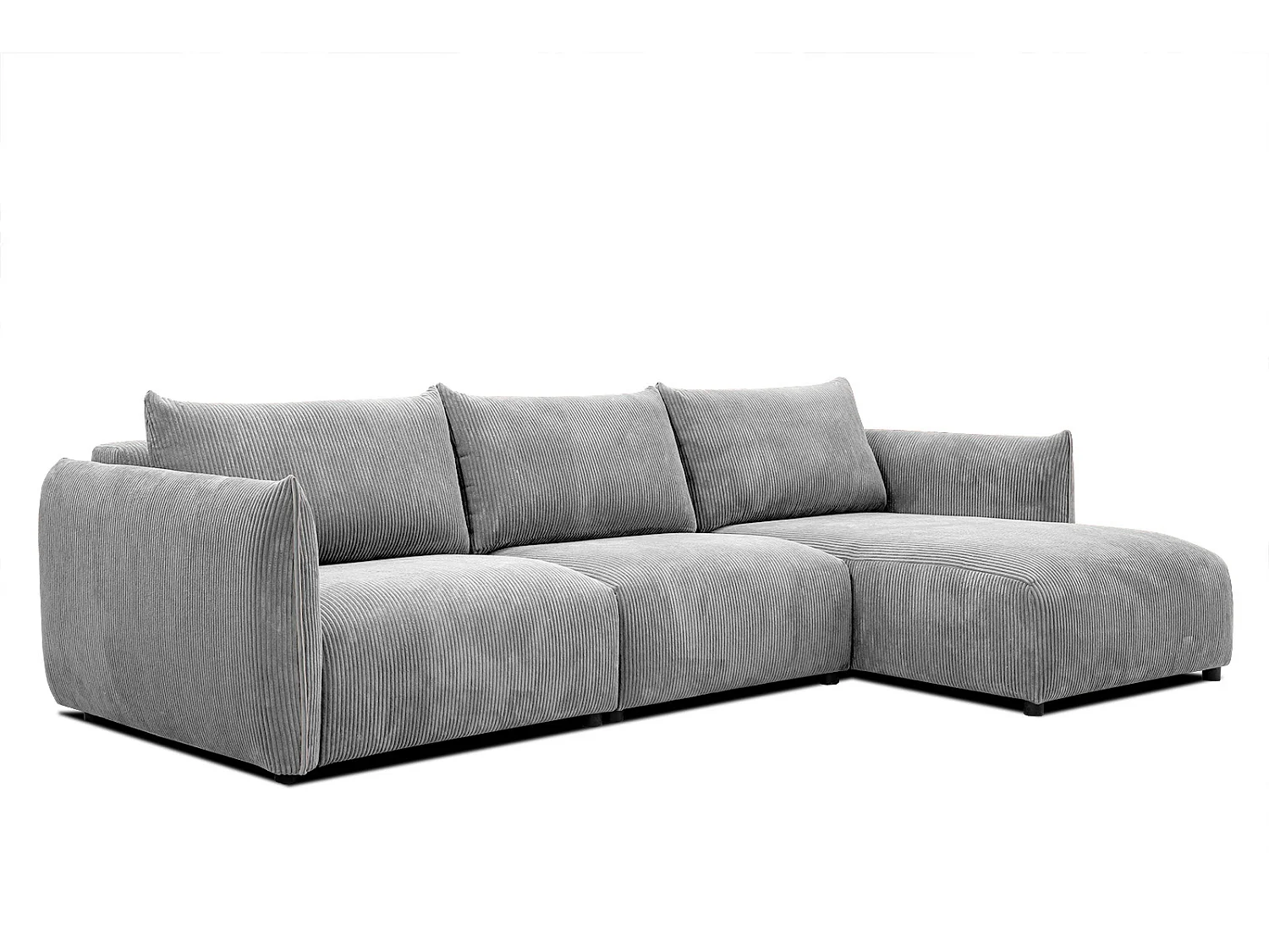 Canapé d'angle 4 places tissu gris clair - TAUER