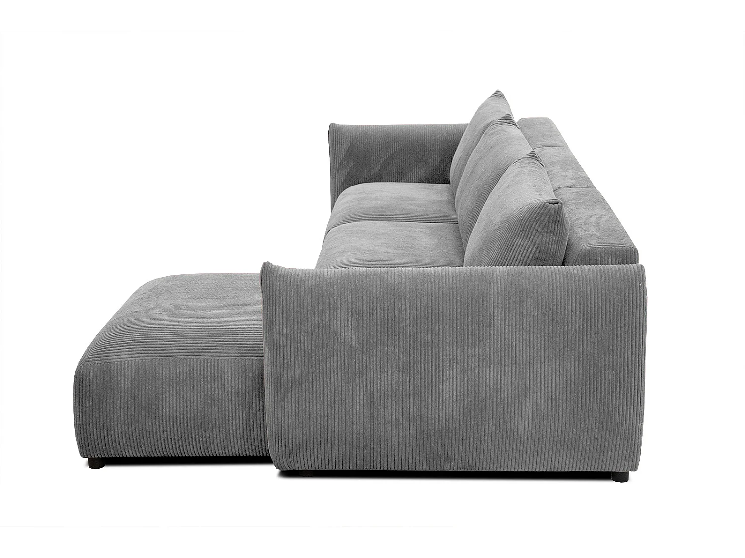 Canapé d'angle 4 places tissu gris clair - TAUER