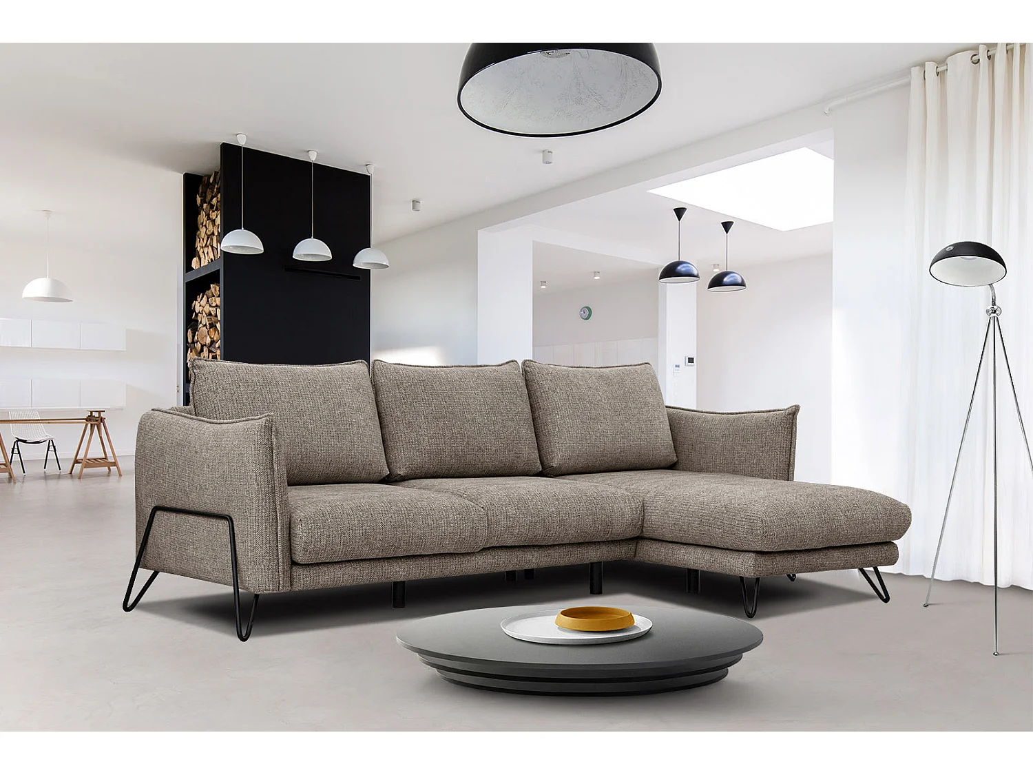 HOSTEN Ecksofa 4-Sitzer rechts, taupe