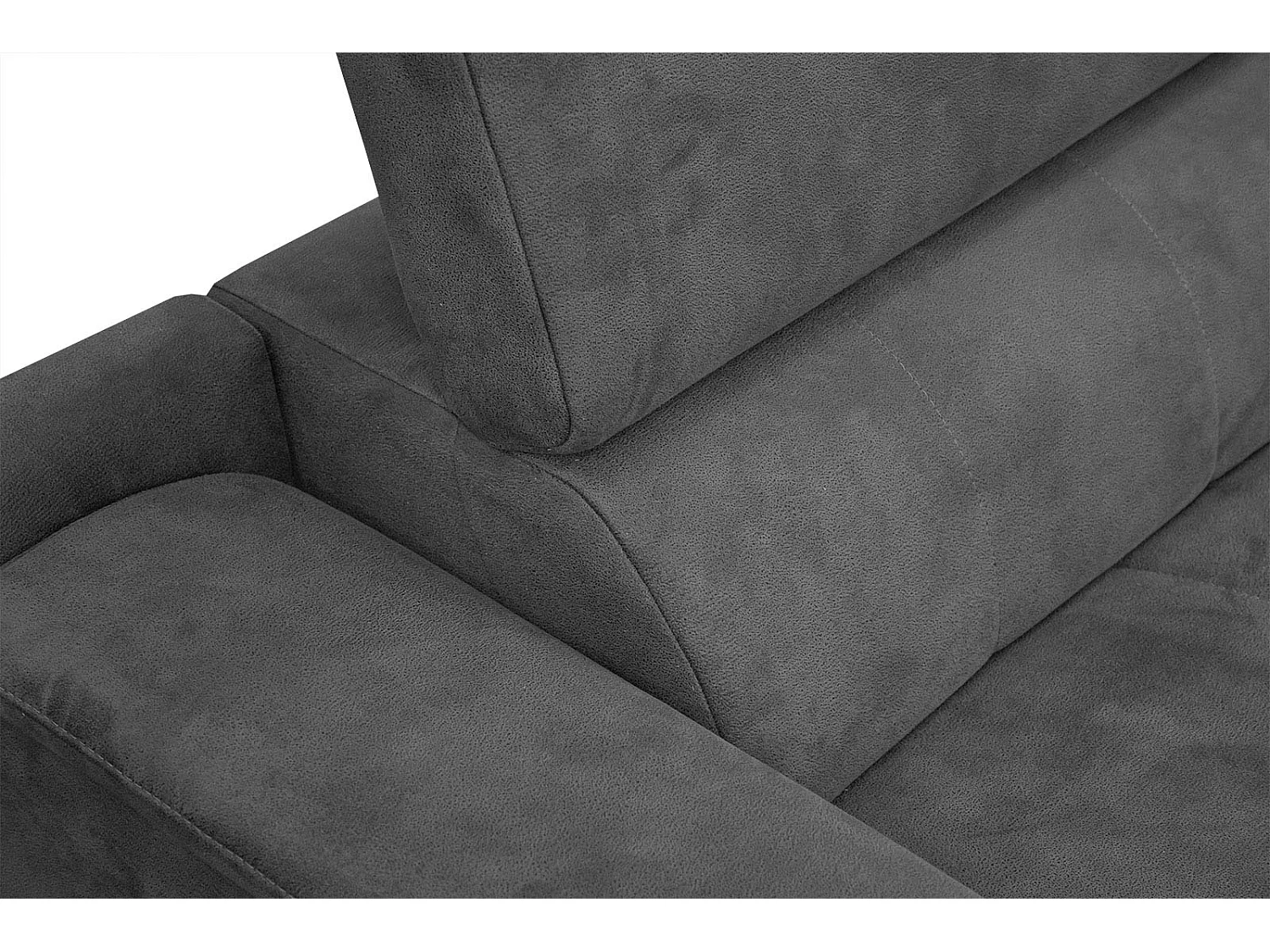 FIERO Ecksofa 4-Sitzer rechts mit verstellbare Kopfstützen, dunkelgrau