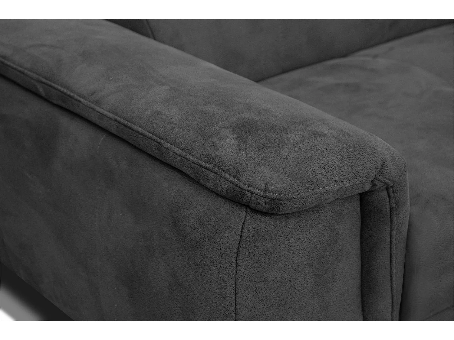 FIERO Ecksofa 4-Sitzer rechts mit verstellbare Kopfstützen, dunkelgrau