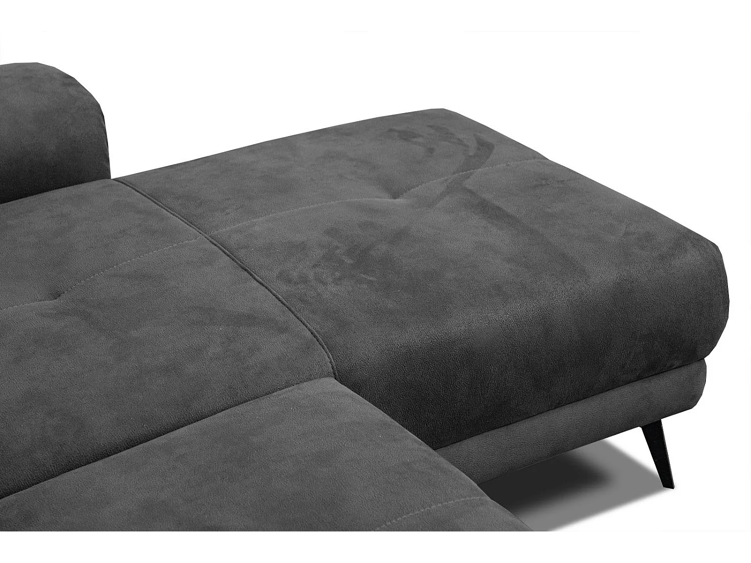 FIERO Ecksofa 4-Sitzer rechts mit verstellbare Kopfstützen, dunkelgrau