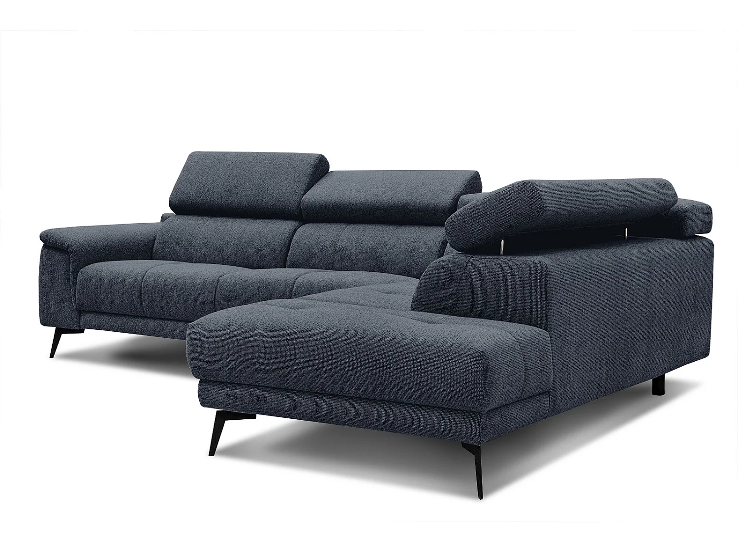 Canapé d'angle droit 5 places tissu bleu - Fiero