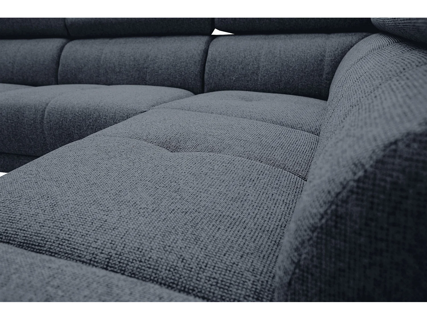 Canapé d'angle droit 5 places tissu bleu - Fiero